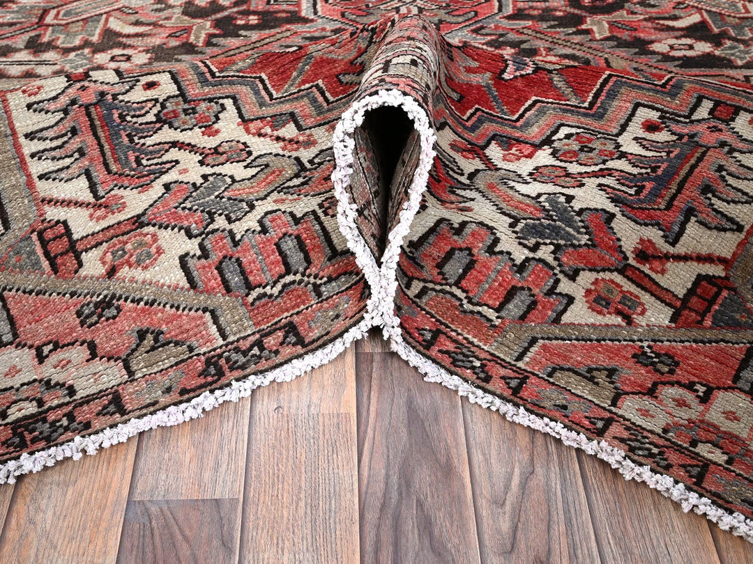 7'6" x 10'7" Vintage Hand Knotted Red Wool Rectangle Oriental Rug - MOA1021249
