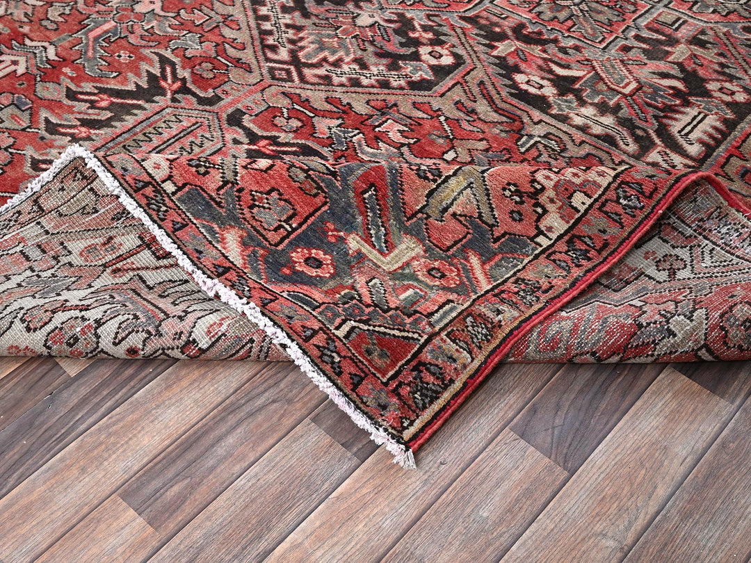 7'6" x 10'7" Vintage Hand Knotted Red Wool Rectangle Oriental Rug - MOA1021249