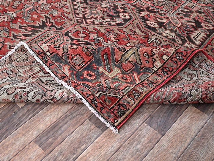 7'6" x 10'7" Vintage Hand Knotted Red Wool Rectangle Oriental Rug - MOA1021249