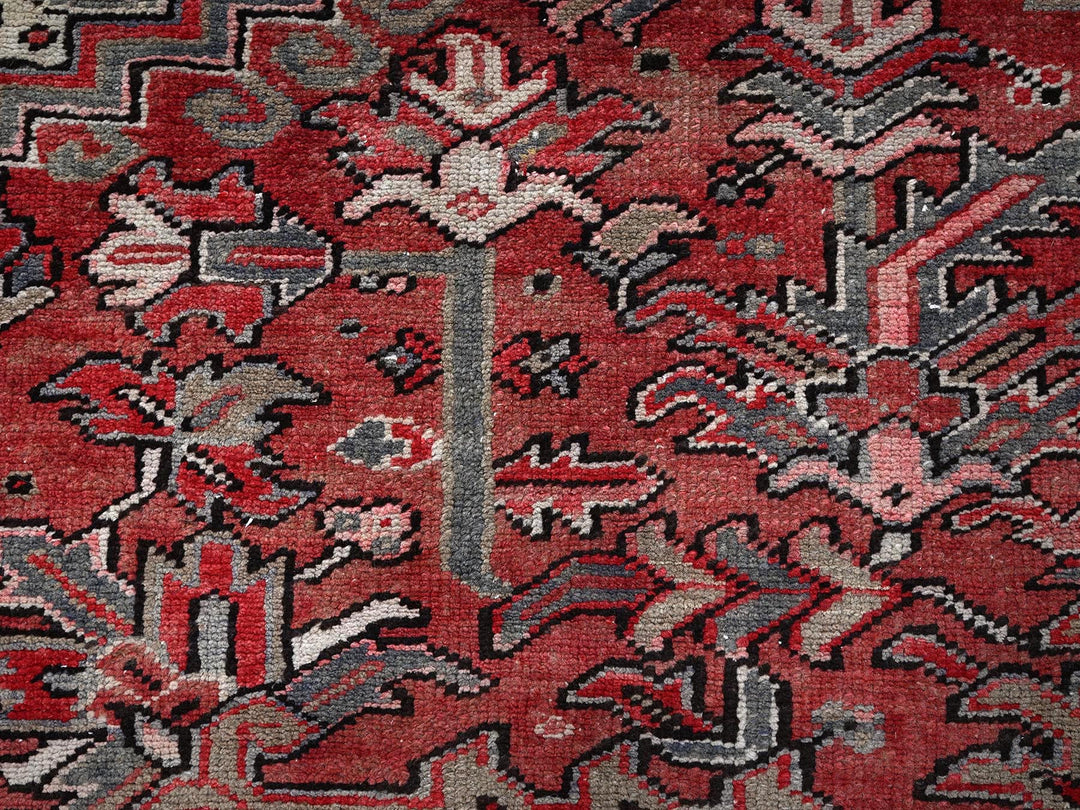 7'6" x 10'7" Vintage Hand Knotted Red Wool Rectangle Oriental Rug - MOA1021249