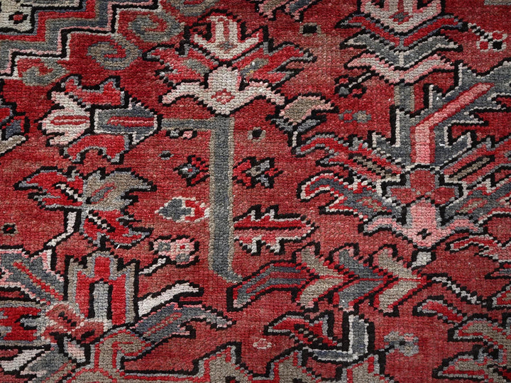 7'6" x 10'7" Vintage Hand Knotted Red Wool Rectangle Oriental Rug - MOA1021249