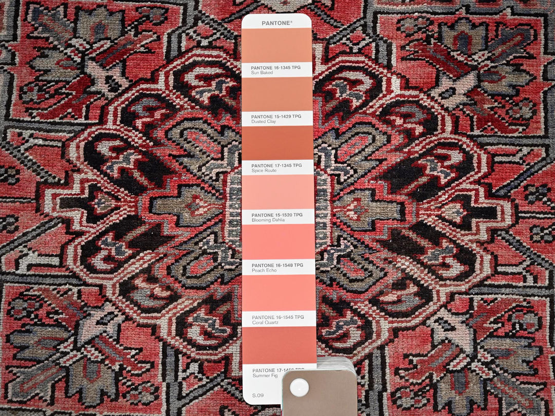 7'6" x 10'7" Vintage Hand Knotted Red Wool Rectangle Oriental Rug - MOA1021249