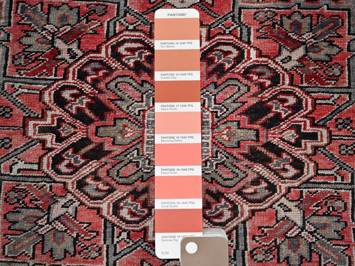 7'6" x 10'7" Vintage Hand Knotted Red Wool Rectangle Oriental Rug - MOA1021249