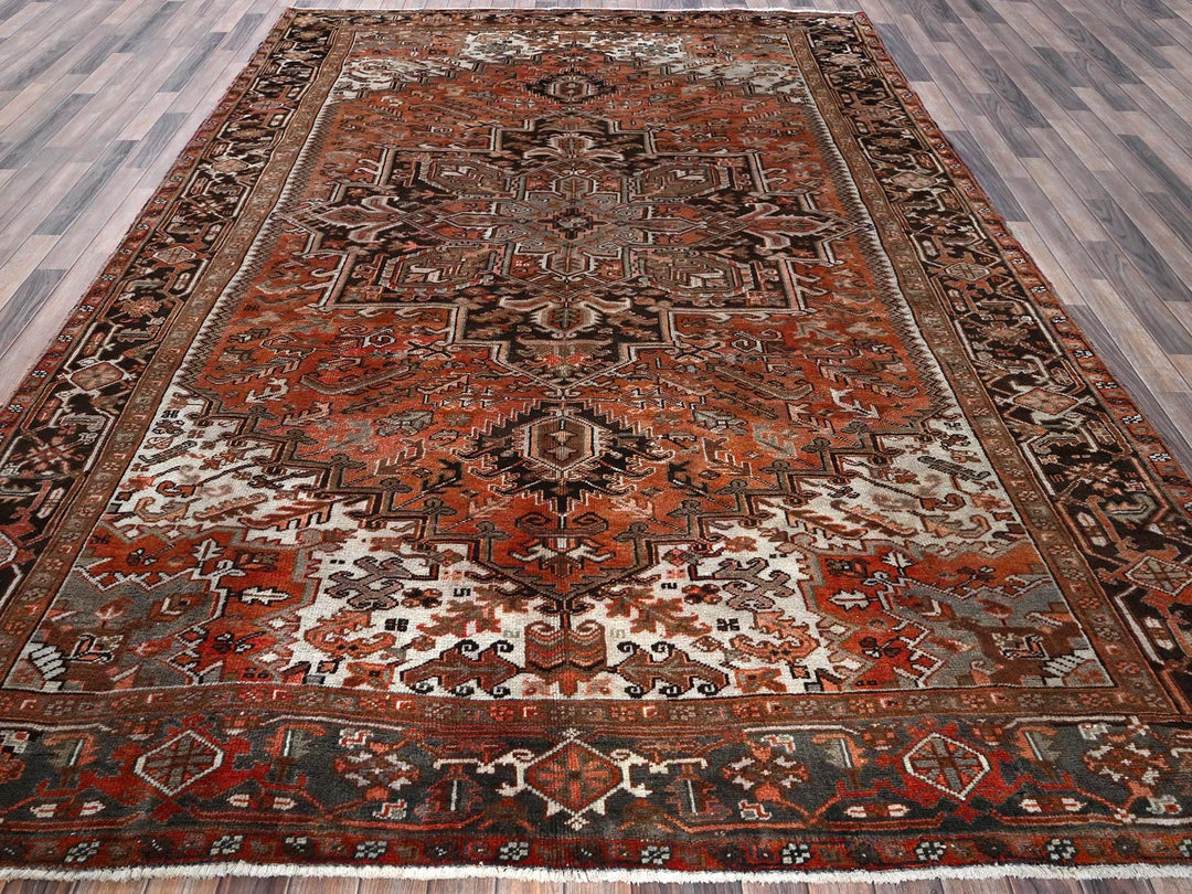 8'4" x 11'4" Vintage Hand Knotted Red Wool Rectangle Oriental Rug - MOA1021254