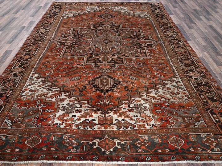 8'4" x 11'4" Vintage Hand Knotted Red Wool Rectangle Oriental Rug - MOA1021254