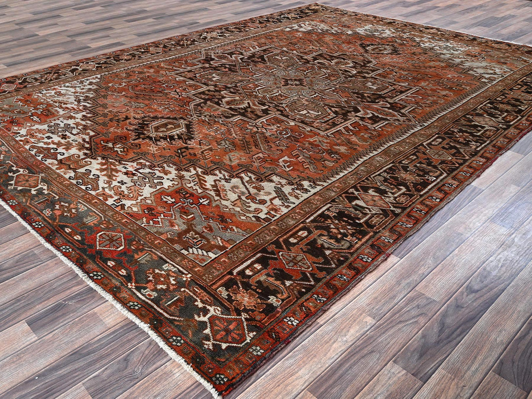 8'4" x 11'4" Vintage Hand Knotted Red Wool Rectangle Oriental Rug - MOA1021254