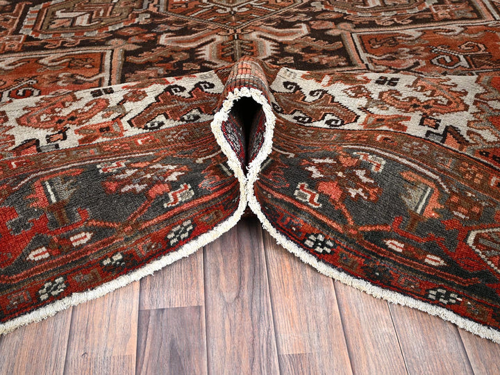 8'4" x 11'4" Vintage Hand Knotted Red Wool Rectangle Oriental Rug - MOA1021254