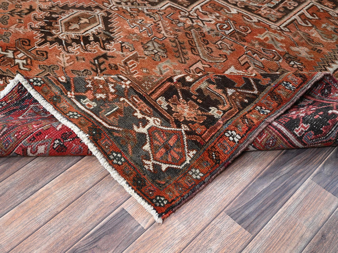 8'4" x 11'4" Vintage Hand Knotted Red Wool Rectangle Oriental Rug - MOA1021254