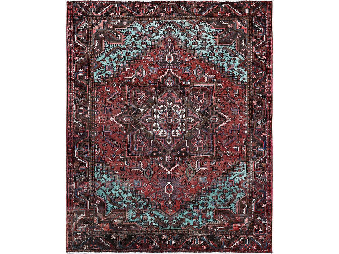 8'4" x 10'3" Vintage Hand Knotted Red Wool Rectangle Oriental Rug - MOA1021255