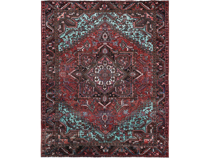 8'4" x 10'3" Vintage Hand Knotted Red Wool Rectangle Oriental Rug - MOA1021255