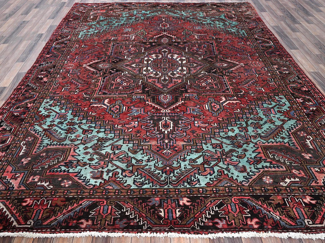 8'4" x 10'3" Vintage Hand Knotted Red Wool Rectangle Oriental Rug - MOA1021255