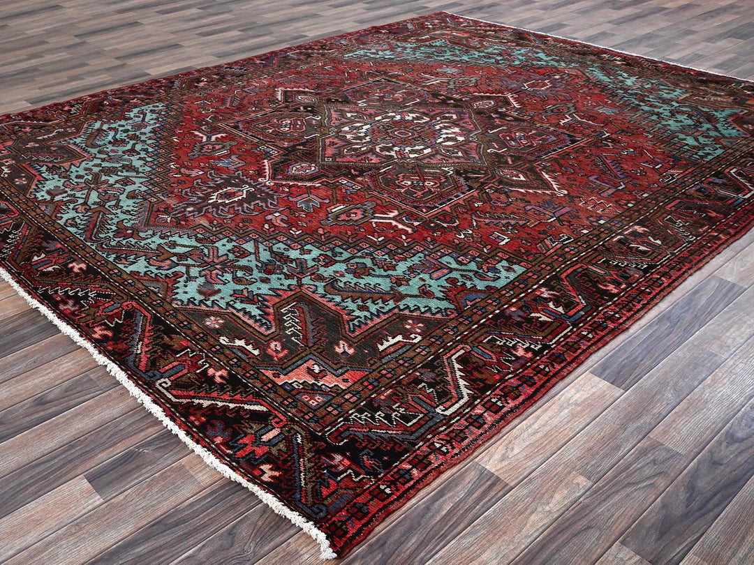 8'4" x 10'3" Vintage Hand Knotted Red Wool Rectangle Oriental Rug - MOA1021255