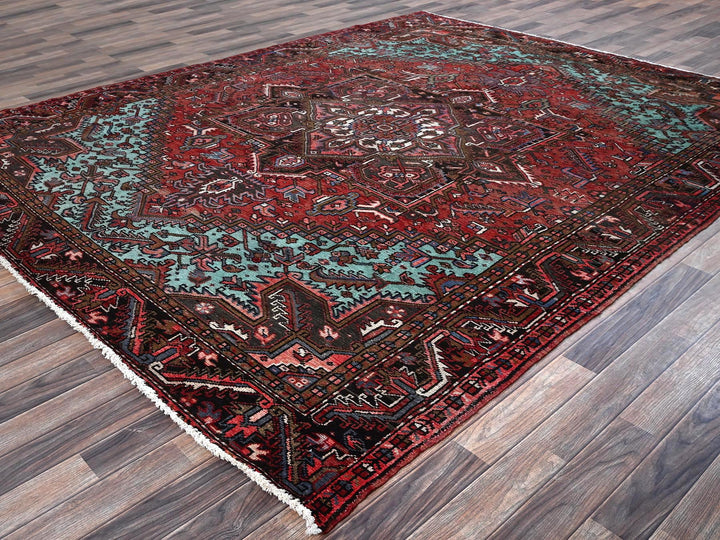 8'4" x 10'3" Vintage Hand Knotted Red Wool Rectangle Oriental Rug - MOA1021255