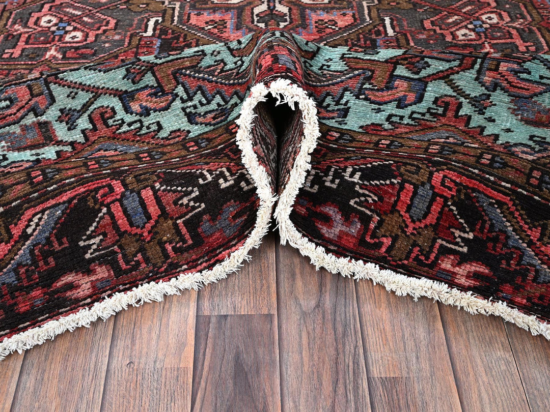 8'4" x 10'3" Vintage Hand Knotted Red Wool Rectangle Oriental Rug - MOA1021255