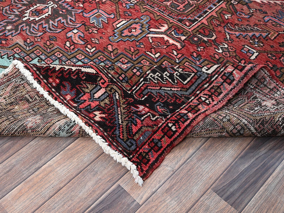 8'4" x 10'3" Vintage Hand Knotted Red Wool Rectangle Oriental Rug - MOA1021255