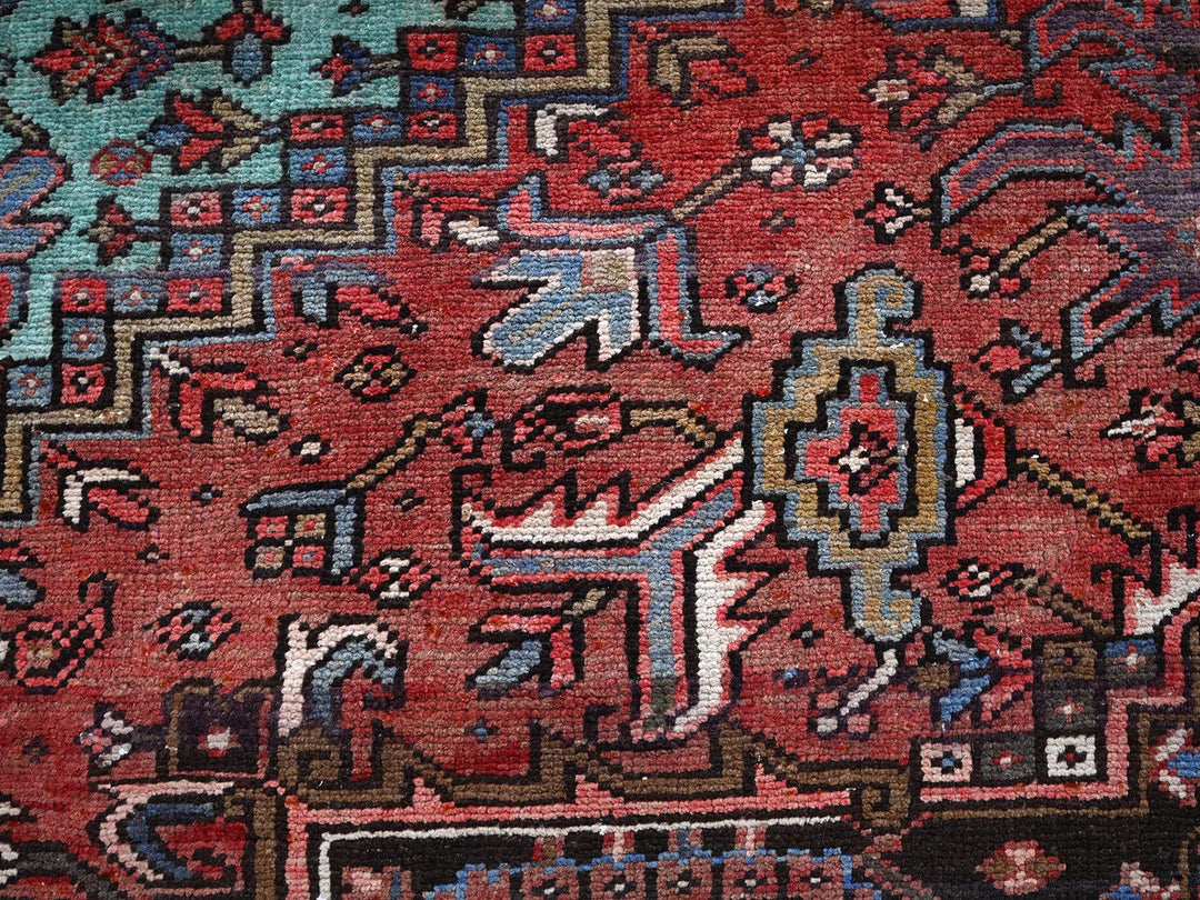 8'4" x 10'3" Vintage Hand Knotted Red Wool Rectangle Oriental Rug - MOA1021255