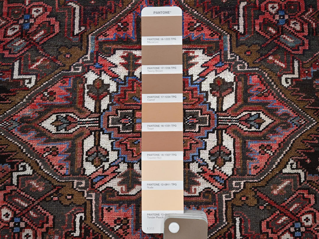 8'4" x 10'3" Vintage Hand Knotted Red Wool Rectangle Oriental Rug - MOA1021255