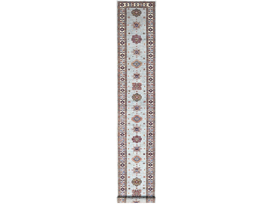 2'11" x 22'7" New Hand Knotted Grey Wool Runner Oriental Rug - MOA102126