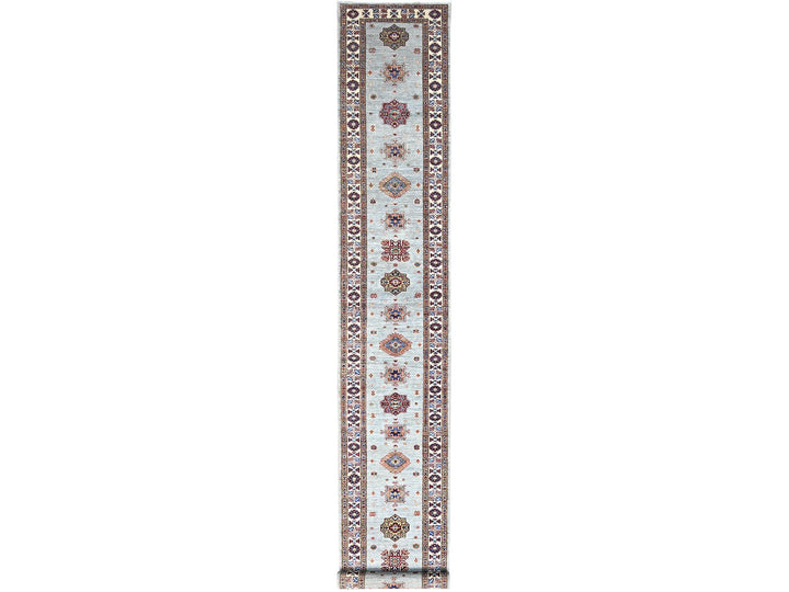 2'11" x 22'7" New Hand Knotted Grey Wool Runner Oriental Rug - MOA102126