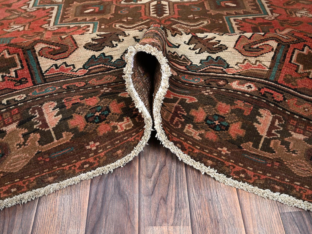 6'5" x 9'7" Vintage Hand Knotted Red Wool Rectangle Oriental Rug - MOA1021270