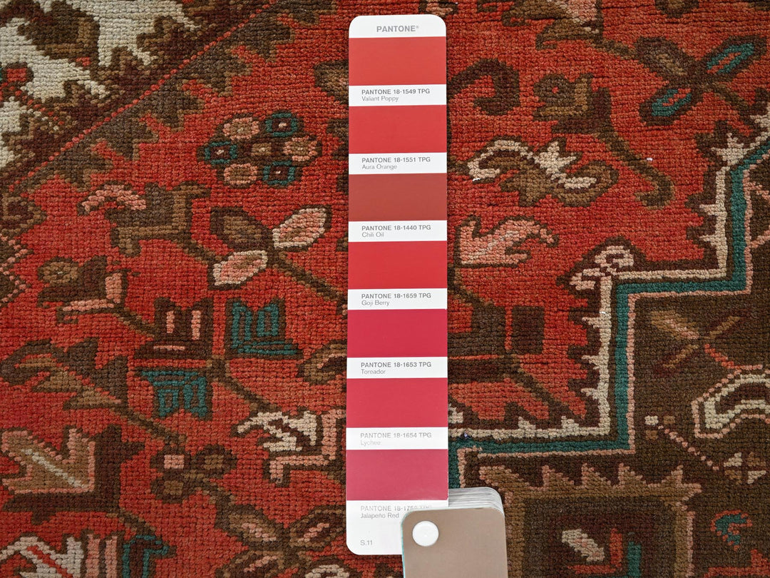 6'5" x 9'7" Vintage Hand Knotted Red Wool Rectangle Oriental Rug - MOA1021270