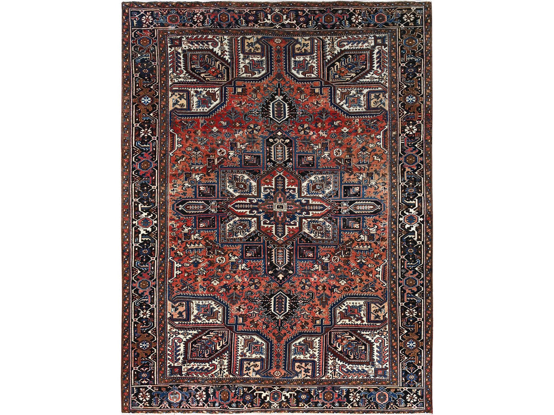 8'7" x 11'3" Vintage Hand Knotted Orange Wool Rectangle Oriental Rug - MOA1021271