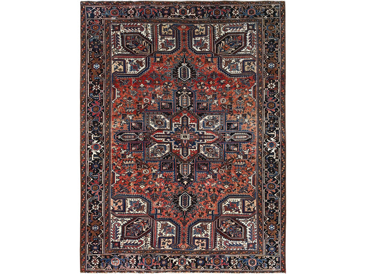 8'7" x 11'3" Vintage Hand Knotted Orange Wool Rectangle Oriental Rug - MOA1021271