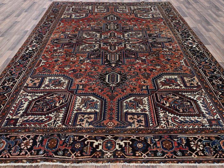 8'7" x 11'3" Vintage Hand Knotted Orange Wool Rectangle Oriental Rug - MOA1021271