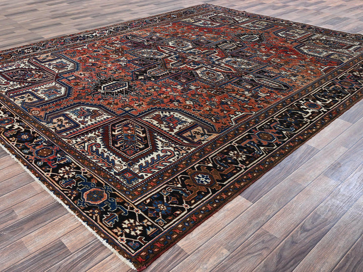 8'7" x 11'3" Vintage Hand Knotted Orange Wool Rectangle Oriental Rug - MOA1021271