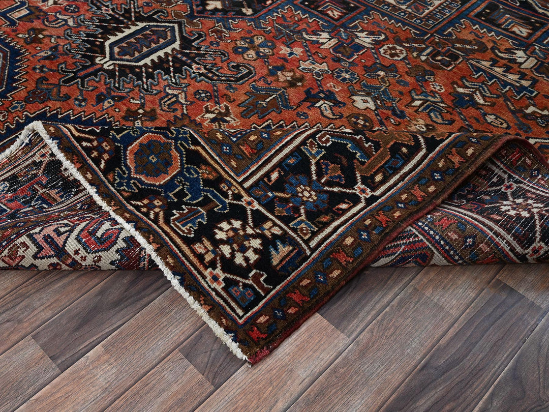 8'7" x 11'3" Vintage Hand Knotted Orange Wool Rectangle Oriental Rug - MOA1021271