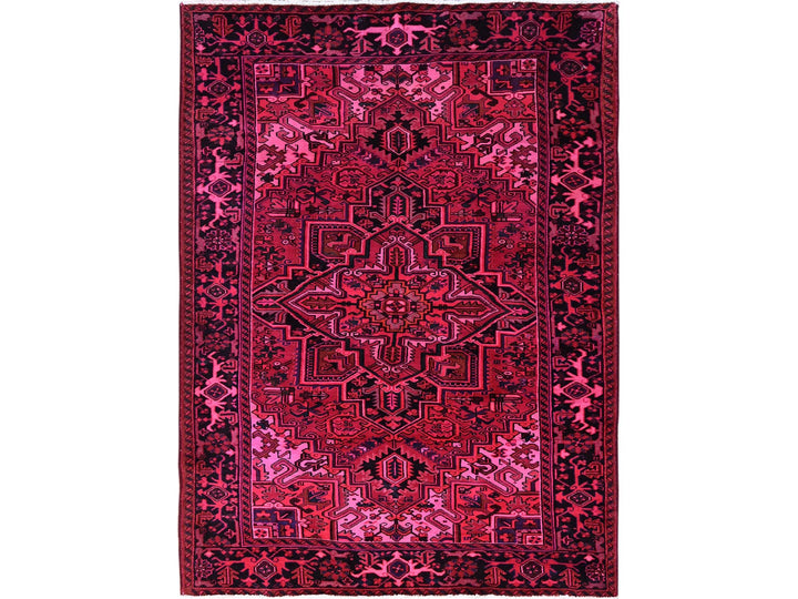 6'11" x 9'5" Vintage Hand Knotted Overdyed Wool Rectangle Oriental Rug - MOA1021275