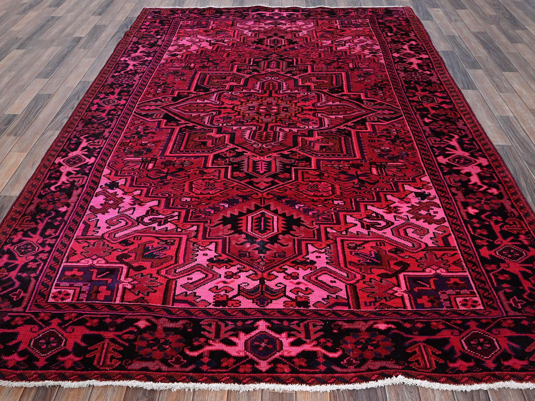 6'11" x 9'5" Vintage Hand Knotted Overdyed Wool Rectangle Oriental Rug - MOA1021275
