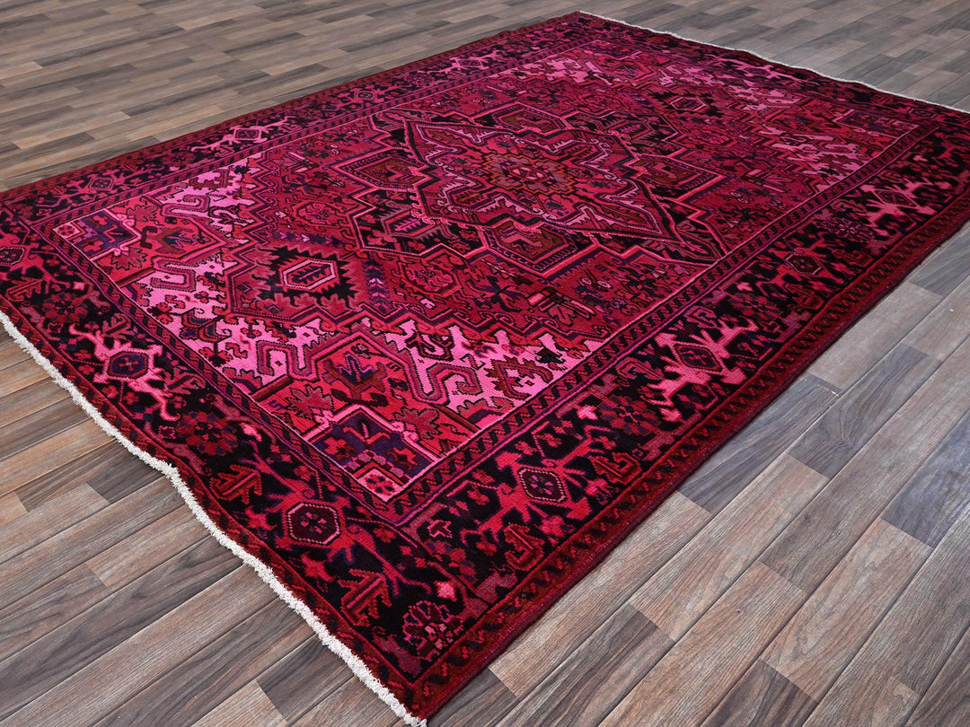 6'11" x 9'5" Vintage Hand Knotted Overdyed Wool Rectangle Oriental Rug - MOA1021275