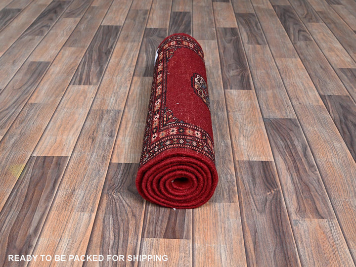 2'1" x 6'0" New Hand Knotted Red Wool Runner Oriental Rug - MOA1021293