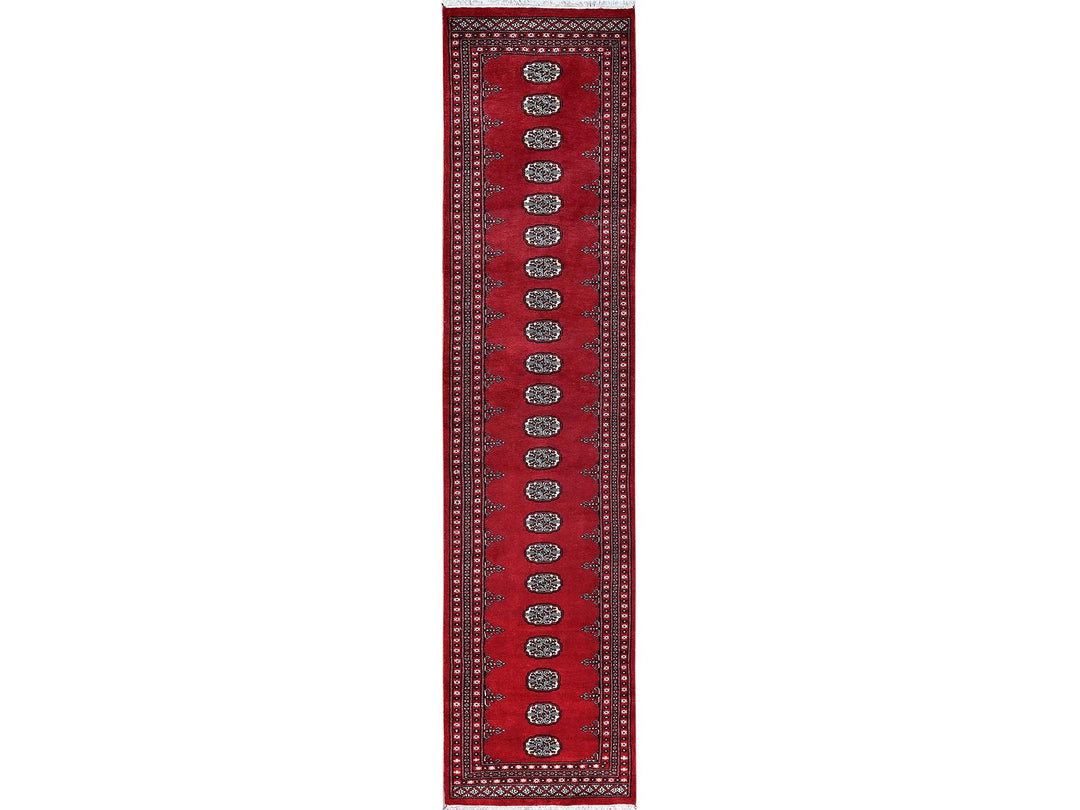 2'7" x 11'10" New Hand Knotted Red Wool Runner Oriental Rug - MOA1021301