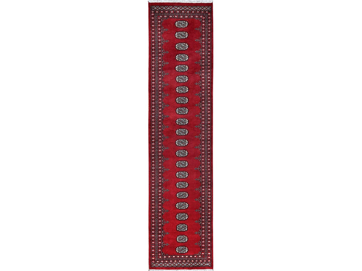 2'7" x 11'10" New Hand Knotted Red Wool Runner Oriental Rug - MOA1021301