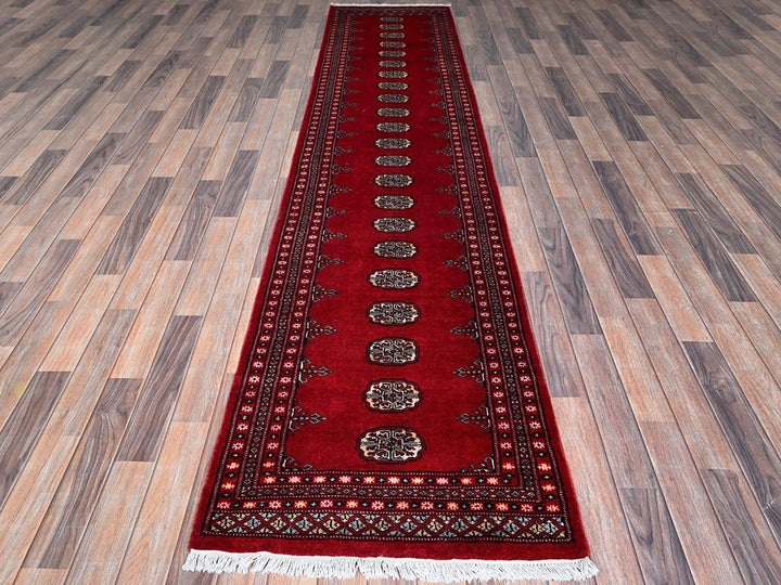 2'7" x 11'10" New Hand Knotted Red Wool Runner Oriental Rug - MOA1021301