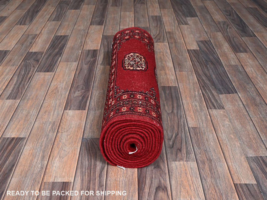 2'7" x 11'10" New Hand Knotted Red Wool Runner Oriental Rug - MOA1021301