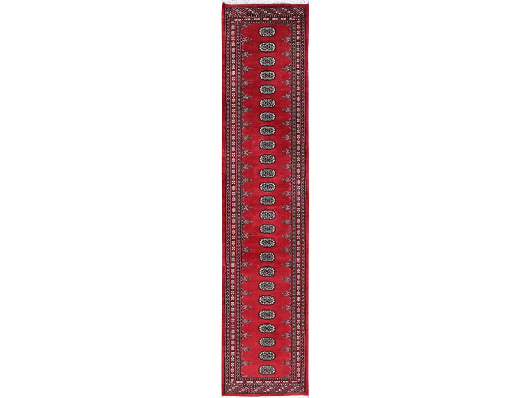 2'6" x 12'5" New Hand Knotted Red Wool Runner Oriental Rug - MOA1021302