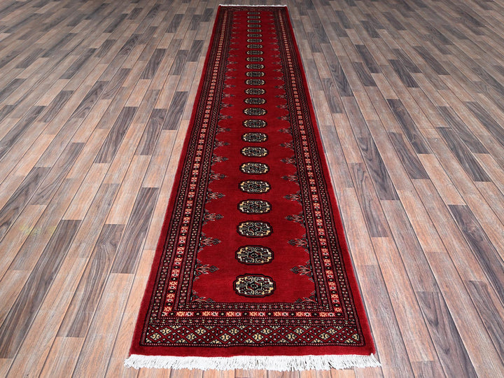 2'6" x 12'5" New Hand Knotted Red Wool Runner Oriental Rug - MOA1021302