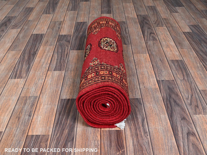 2'6" x 12'5" New Hand Knotted Red Wool Runner Oriental Rug - MOA1021302