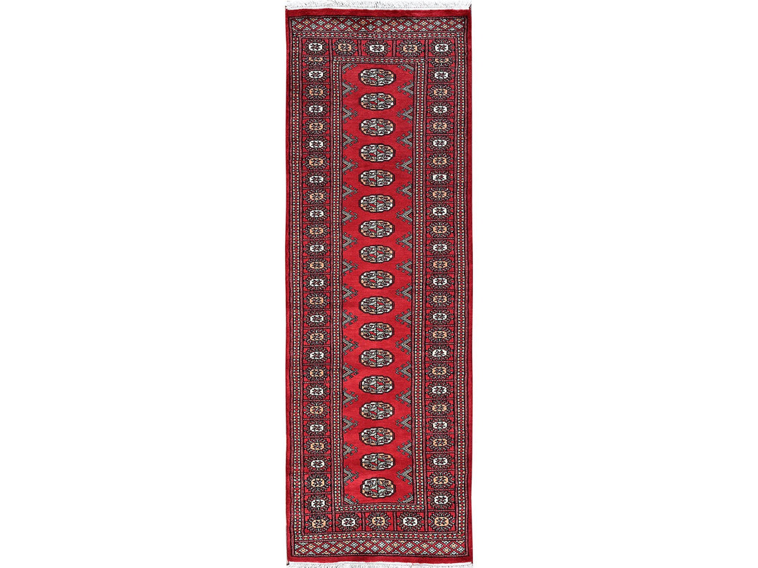 2'6" x 7'11" New Hand Knotted Red Wool Runner Oriental Rug - MOA1021305