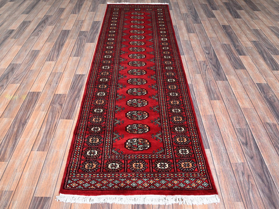 2'6" x 7'11" New Hand Knotted Red Wool Runner Oriental Rug - MOA1021305