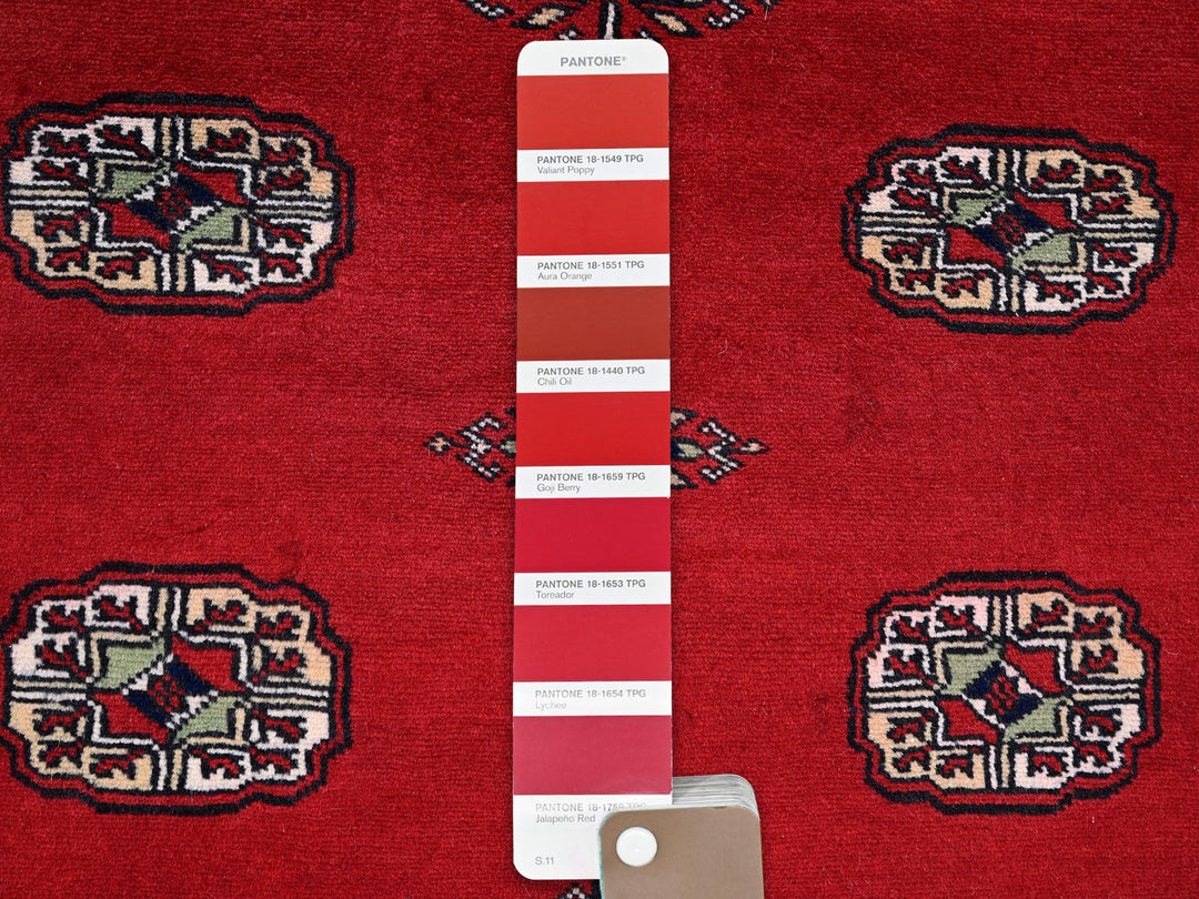 4'1" x 6'3" New Hand Knotted Red Wool Rectangle Oriental Rug - MOA1021307