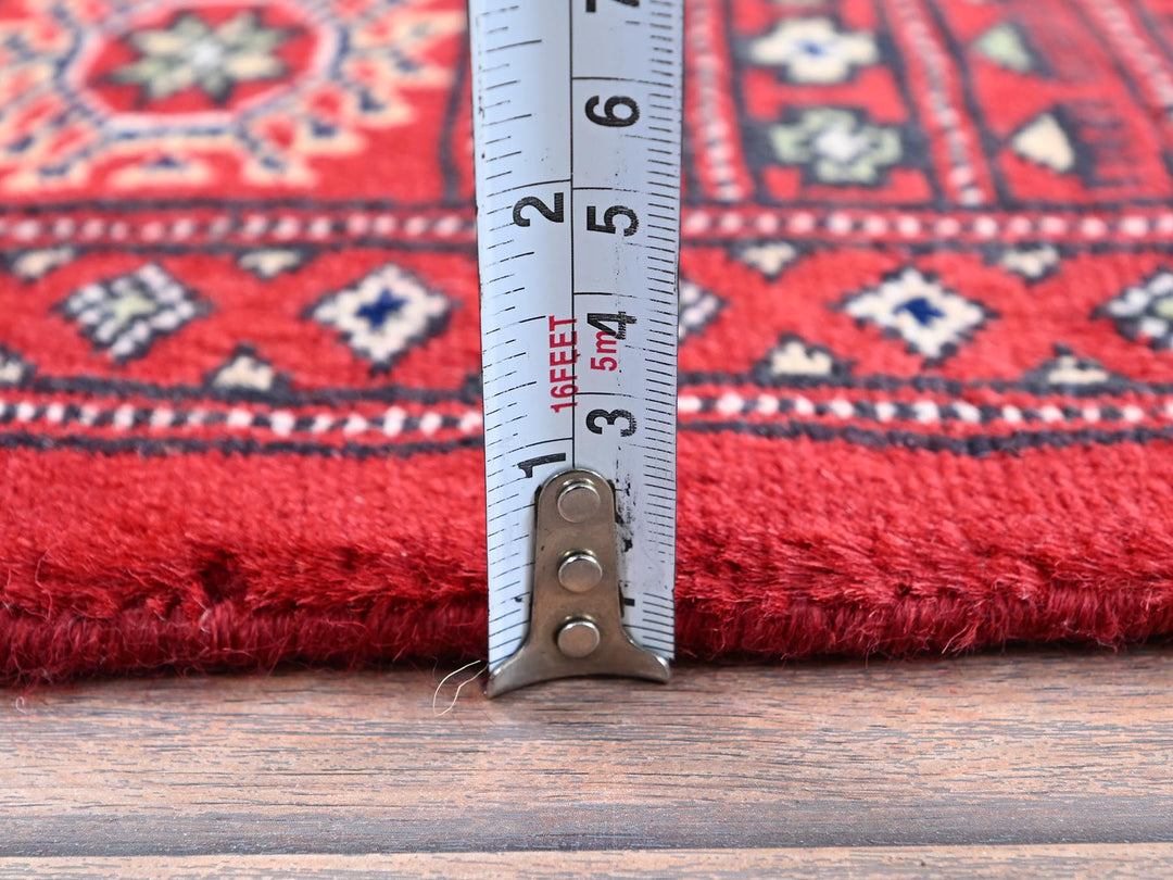 4'1" x 6'3" New Hand Knotted Red Wool Rectangle Oriental Rug - MOA1021307