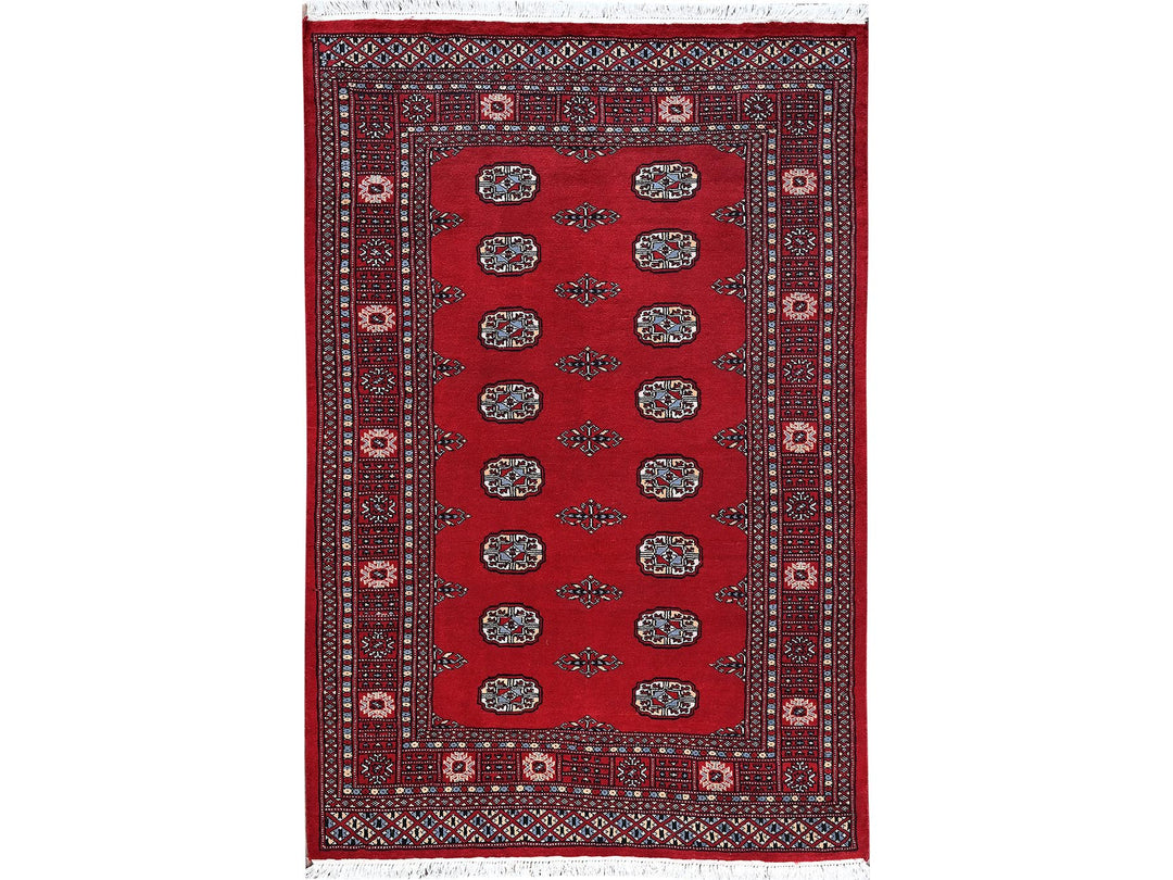 4'2" x 6'2" New Hand Knotted Red Wool Rectangle Oriental Rug - MOA1021308
