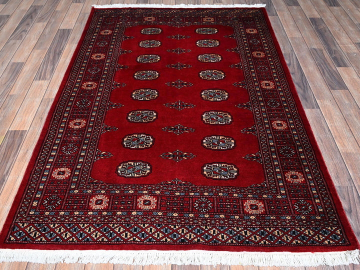 4'2" x 6'2" New Hand Knotted Red Wool Rectangle Oriental Rug - MOA1021308