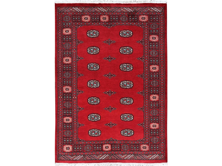 4'2" x 6'0" New Hand Knotted Red Wool Rectangle Oriental Rug - MOA1021309