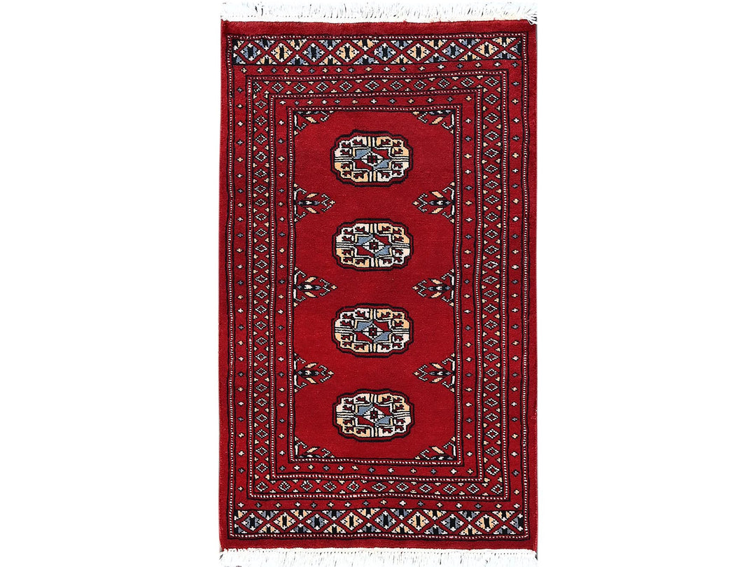 2'0" x 2'11" New Hand Knotted Red Wool Rectangle Oriental Rug - MOA1021313