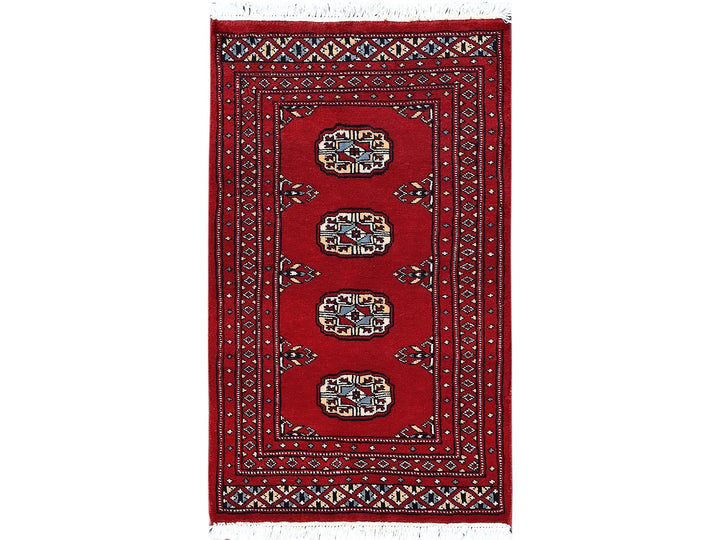 2'0" x 2'11" New Hand Knotted Red Wool Rectangle Oriental Rug - MOA1021313